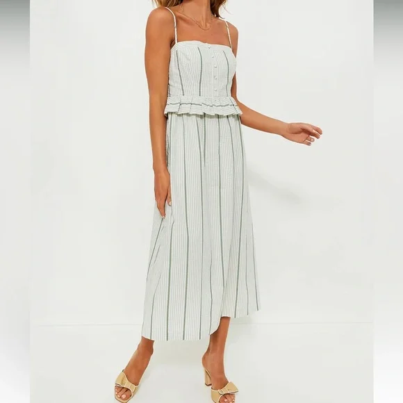 Tuckernuck Mint and White Striped Midi Dress - Picture 2 of 10